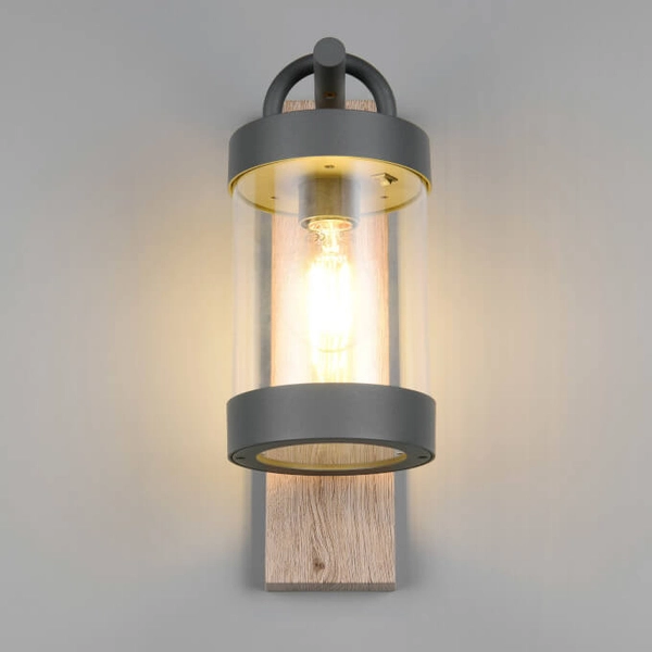 Tarasowy kinkiet czujnik zmierzchu CUSTYRA DL135204160 IP44 drewniana czarna