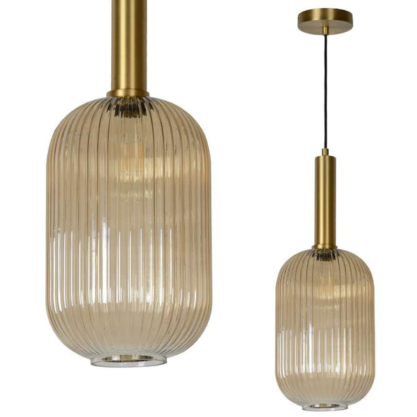 LAMPA wisząca MALOTO  45386/20/62 Lucide szklana OPRAWA loftowy zwis bursztynowy mosiądz