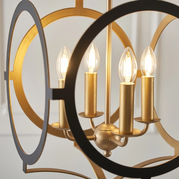 Wisząca lampa świecznikowa L&-191923 Light& klatka czarna złota