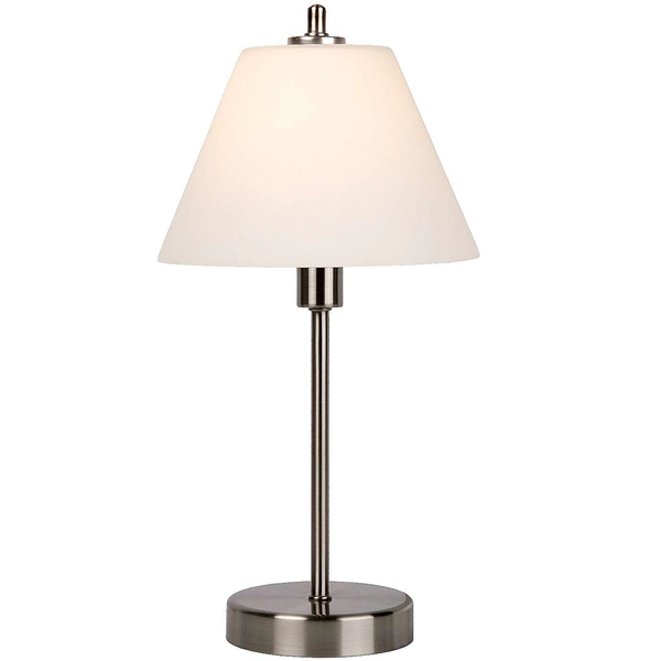 Stojąca LAMPKA nocna TOUCH 12561/21/12 Lucide szklana satynowa chrom biała