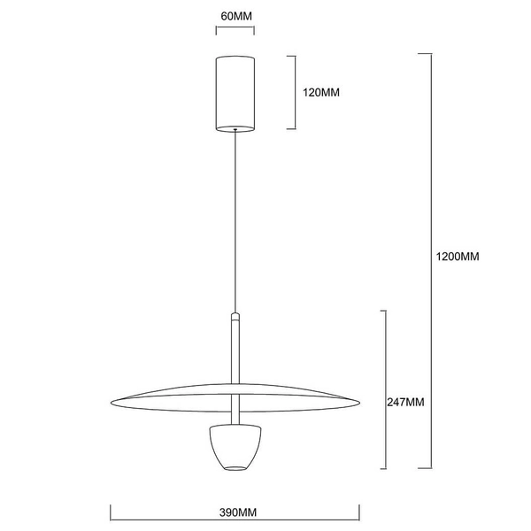 Ledowa lampa wisząca Ufo LP-0408/1P M BK 8W 3000-6000K metalowa czarna