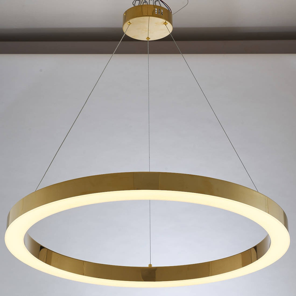 LAMPA wisząca SLIM/000082/3000/G MDECO okrągła OPRAWA ring ZWIS LED 46W 3000K metalowy złoty