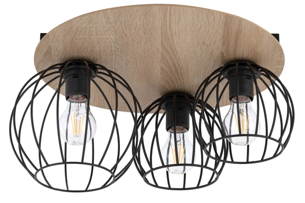 Lampa sufitowa Cyber 32356 druciak do przedpokoju czarny drewno