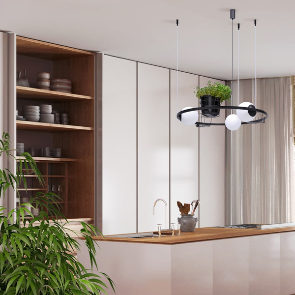 Kuchenna lampa wisząca PLANT 5005 Zumaline kwietniki kule czarna biała