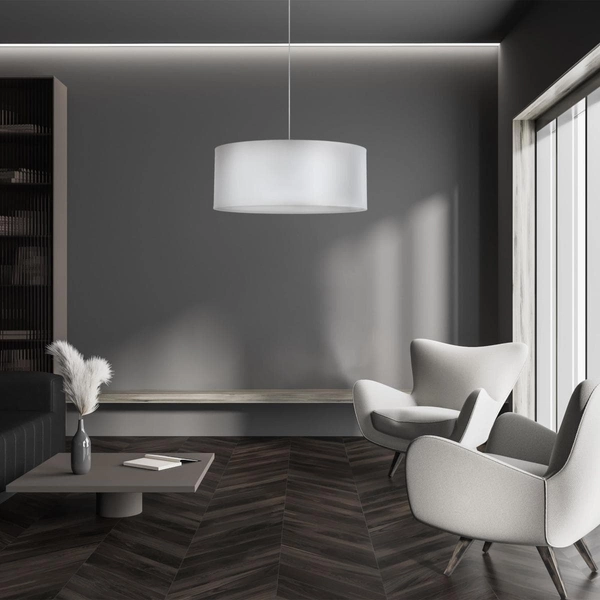 Lampa wisząca do salonu okrągła Rondo 4859 TK Lighting z tkaniny biała