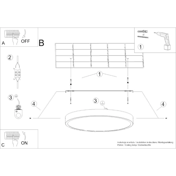 Okrągła sufitowa lampa Onyx SL.1243 LED 23W 3000K do jadalni koło biały