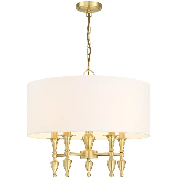 Wisząca lampa z abażurem Austin P05197BR-WH Cosmolight biały mosiądz