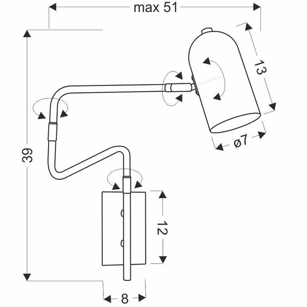 Regulowana lampa ścienna HOSTI 21-75451 metalowa reflektorek loftowy czarny
