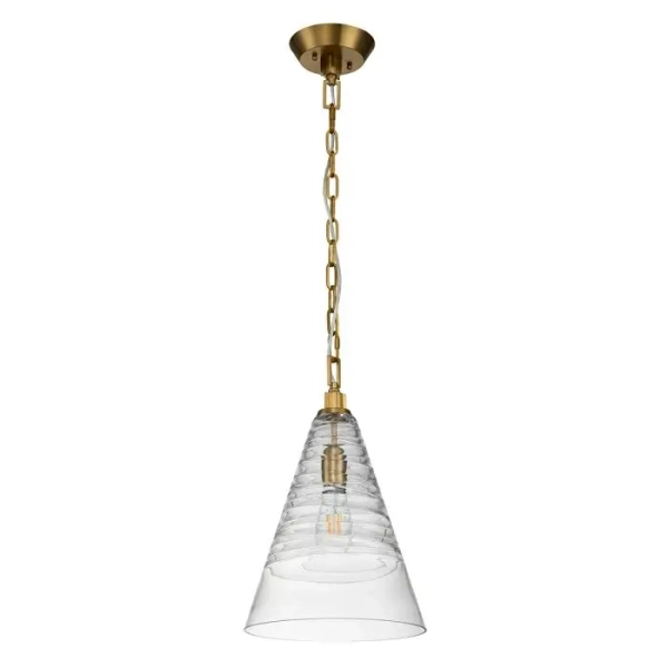 Wisząca lampa do kuchni Elmore QN-ELMORE-P-BBS stożek szklany mosiądz