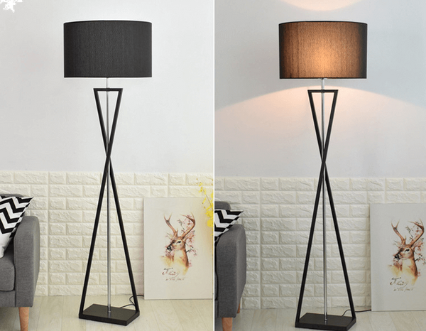 LAMPA podłogowa SANDGLASS FSG-B-E27 Abigali stojąca OPRAWA abażurowa czarna