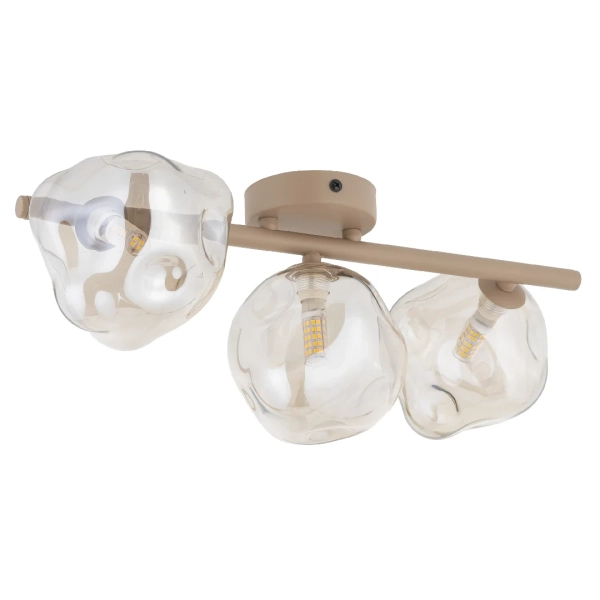 Potrójna lampa sufitowa Lava Sabia 11105 kule beżowe bursztynowe