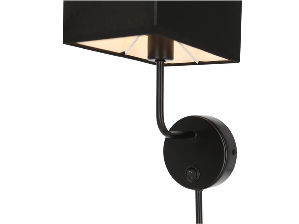 Abażurowa lampa ścienna Keto czarny kinkiet z włącznikiem