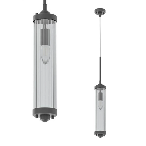 Szklana lampa wisząca Fiatto I zwis tuba do kuchni czarna