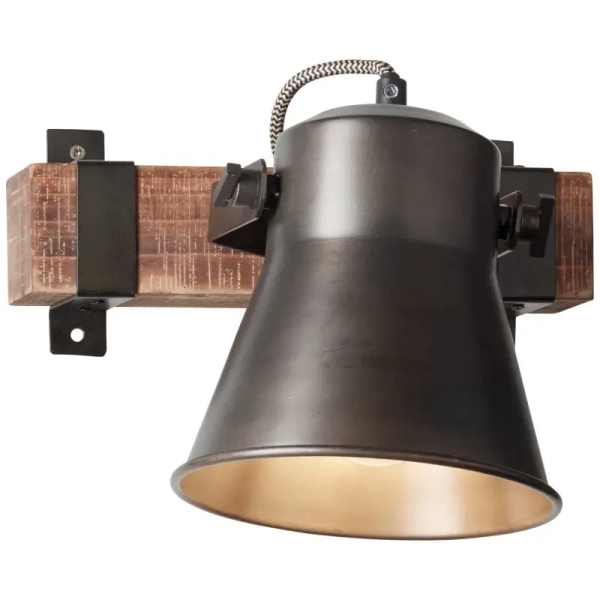 Kinkiet ścienny loft Plow 82110/46  do sypialni drewniany czarny