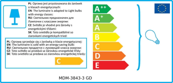 Druciana LAMPA wisząca CLARISA MDM-3843-3 GD Italux metalowa OPRAWA industrialny zwis złoty