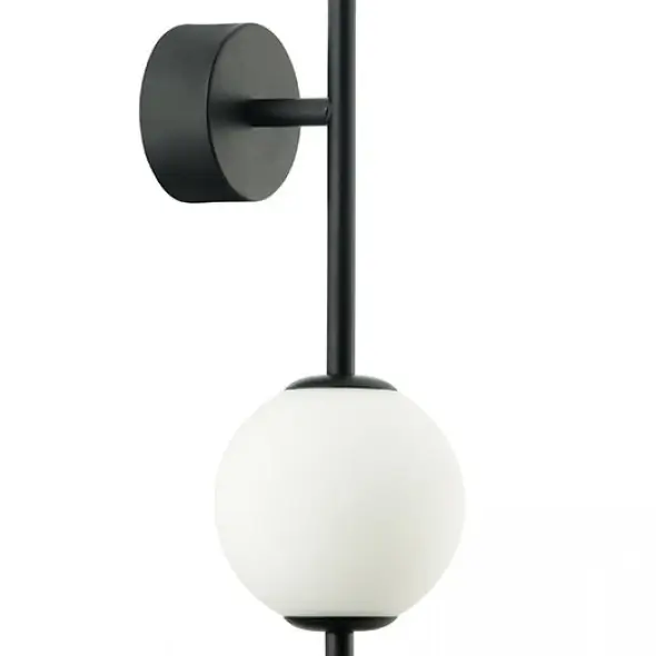 Nowoczesny naścienny kinkiet 20133 LED 7W 3000K kula opalowa czarny