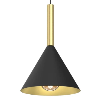 Stożkowa lampa wisząca PERU BLACK MLP0977 metalowa mosiądz czarna