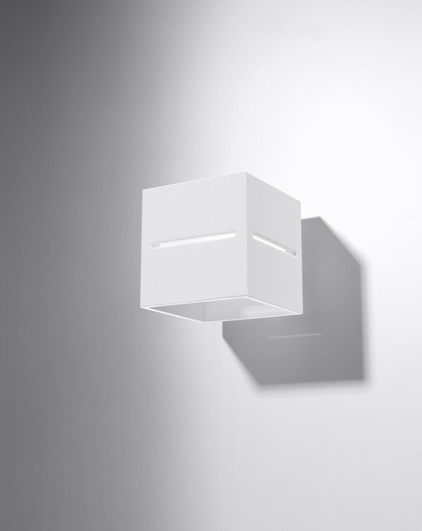 Kinkiet LAMPA ścienna SL.0206 kwadratowa OPRAWA metalowa kostka cube przyścienna biała