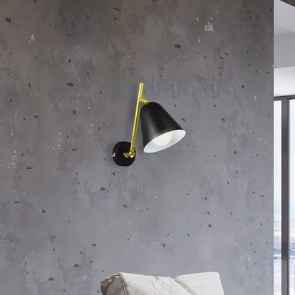 Ścienna LAMPA kinkiet ALDER 5375 Rabalux industrialna OPRAWA regulowana metalowy klosz czarna biała złota