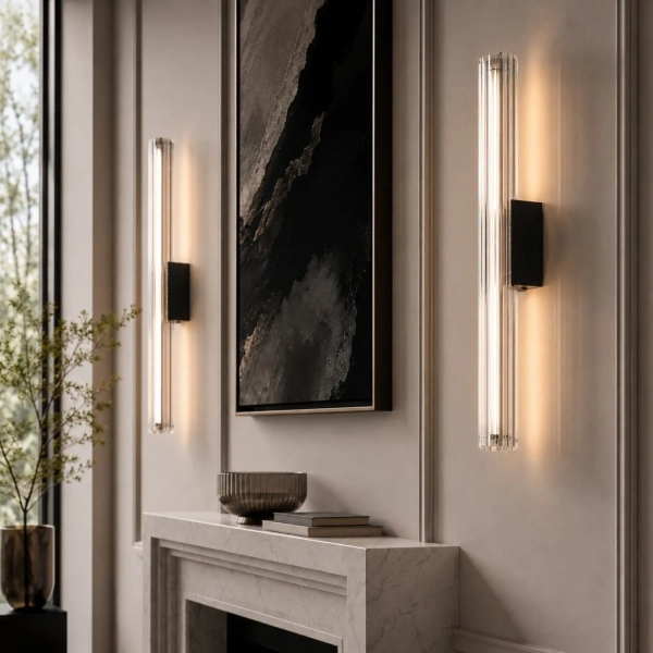 Ścienna lampa transparentna czarna VERTI LED 9W 3000K góra-dół ST-HC-D14-H500