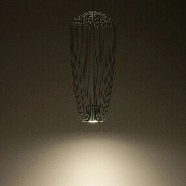 Lampa wisząca nad stół Pumpkin 11242 Nowodvorski druciana do jadalni jasna szara