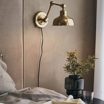 Industrialna LAMPA ścienna GRIMSTAD 108115 Markslojd metalowa OPRAWA regulowany kinkiet vintage mosiądz