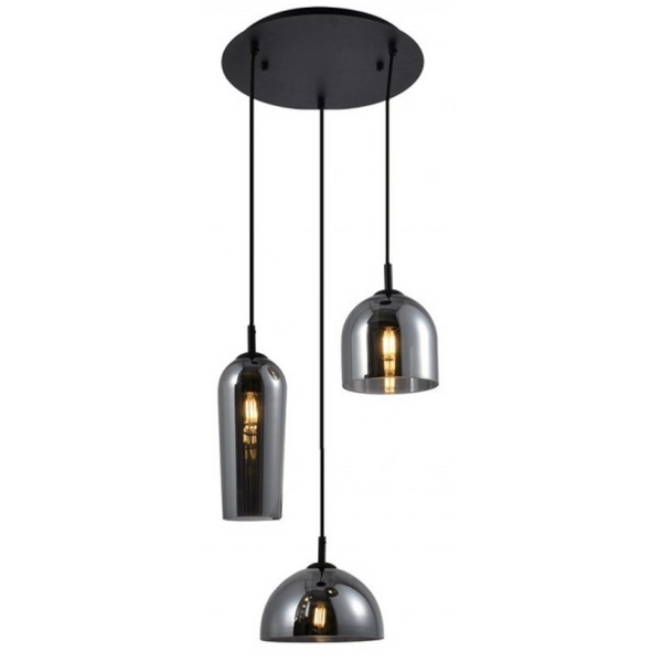 Wisząca lampa kaskada AZ3336 BLANCA 3 Azzardo dymione szkło czarna