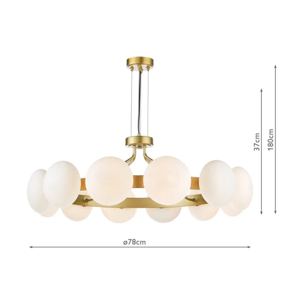 Molekułowa wisząca lampa Tauri TAU1235 ring kule złote białe