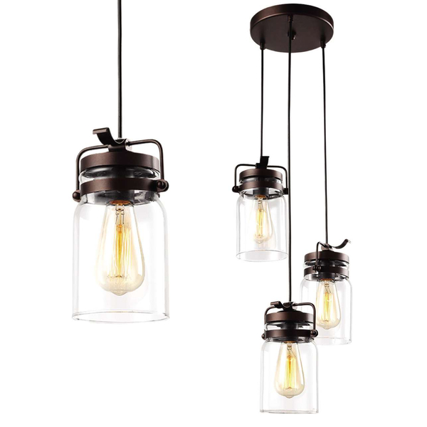 Loftowa LAMPA wisząca Raven K-8004A-3 Kaja szklana OPRAWA skandynawski ZWIS kaskada przezroczysta brązowa