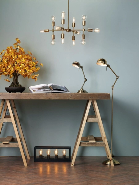 Podłogowa lampa vintage Ranger RAN4975 Dar Lighting regulowana mosiądz