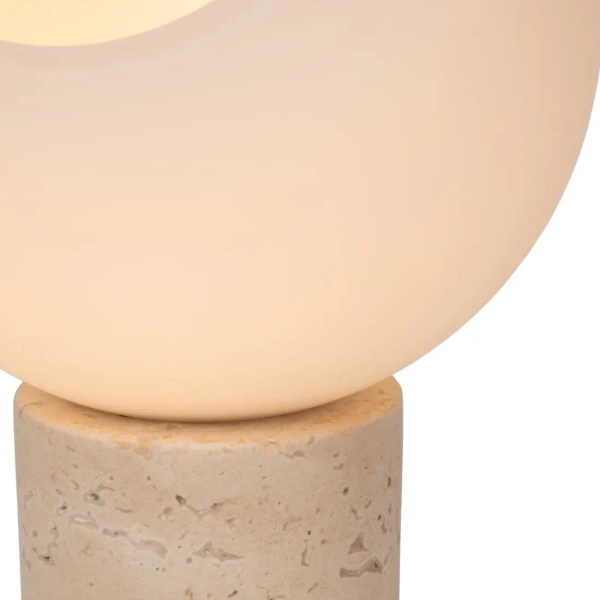 Ceramiczna lampka stołowa DAVIN 05548/01/61 szklana kula szary biały