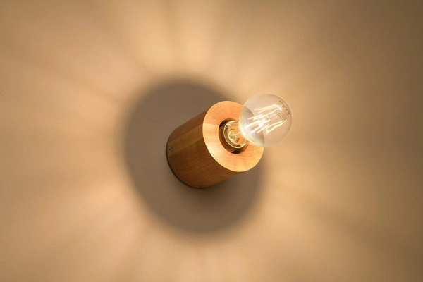 Ścienna LAMPA ekologiczna SL.0673 okrągła OPRAWA kinkiet tuba drewniana