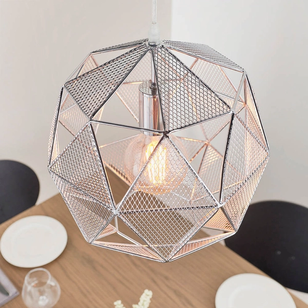 Geometryczna lampa wisząca Armour 72817 do salonu chrom
