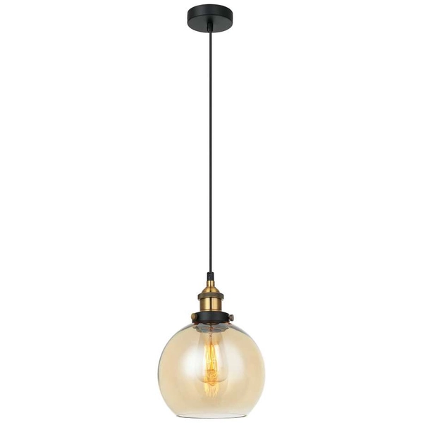 Wisząca LAMPA skandynawska CARDENA MDM-4330/1 GD+AMB Italux loftowa OPRAWA szklany ZWIS kula ball bursztynowy