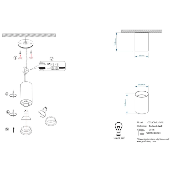 Nasufitowa lampa Zoom C029CL-01-S-W Maytoni łazienkowa IP65 biała