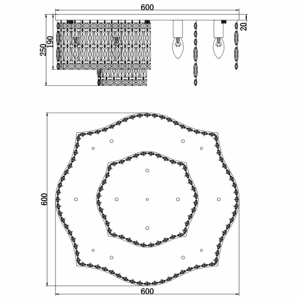 LAMPA sufitowa DUNE DIA005CL-10CH Maytoni kryształowa OPRAWA szklana plafoniera glamour chrom