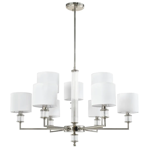 Żyrandol do salonu SUTTON P09422NI-WH klasyczny biały nikiel