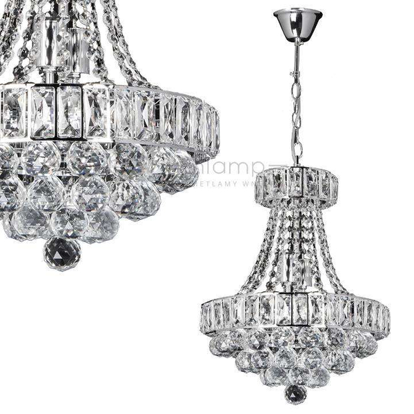 LAMPA wisząca VEN W-E 1373/6 glamour OPRAWA zwis kryształowe kule balls przezroczyste