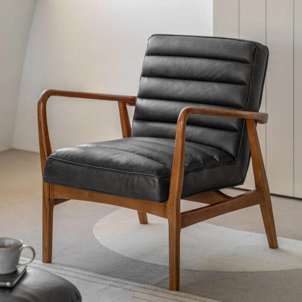 Fotel pikowany skórzany Datsun 5055999229227 czarny brązowy