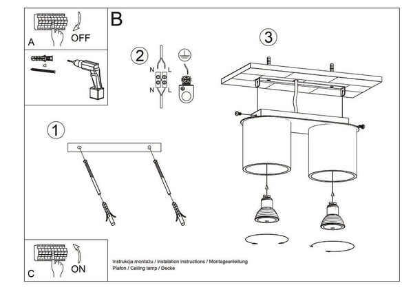 Downlight LAMPA sufitowa SL.0054 metalowa OPRAWA tuby czarne