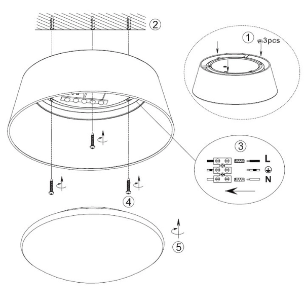 LAMPA sufitowa PONTS R62871879 RL Light abażurowa OPRAWA plafon LED 18W 3000K okrągły czarny