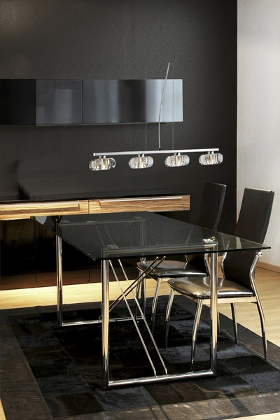 Wisząca lampa jadalniana Rubic na listwie nad stół chrom