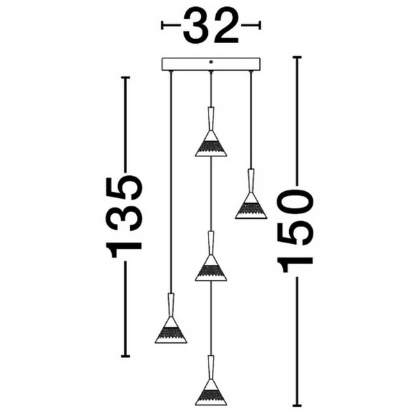 Kaskadowa lampa wisząca GUAY LE44215 LED 30W 3000K stożki czarna złota