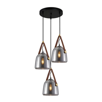Wisząca lampa Solta PND-24342-3A-BK-SG Italux szkło przydymiony czarny