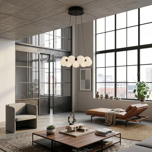 Molekułowa wisząca lampa PERLA czarna biała AZ6894 9x19W 3000K