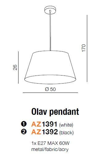 Abażurowa lampa wisząca Olav czarna nad łóżko do sypialni