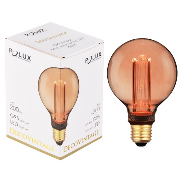 Okrągła żarówka dekoracyjna DecoVintage 317728 Polux G95 LED E27 bańka 4W 200lm 230V biała ciepła