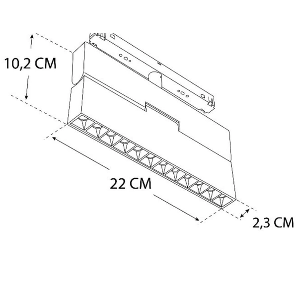 Lampa do szyn magnetycznych 3-fazowych 483 Domeno LED 12W 3000K czarna