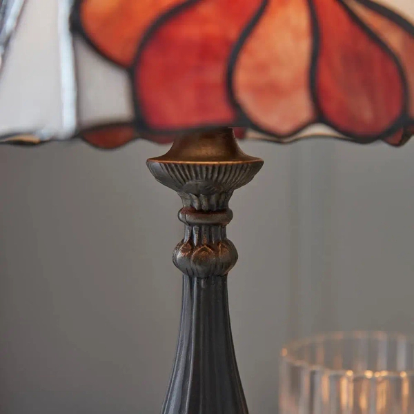 Stołowa lampka tiffany Botanica 63963 z wtyczką szklana brązowa kolorowa
