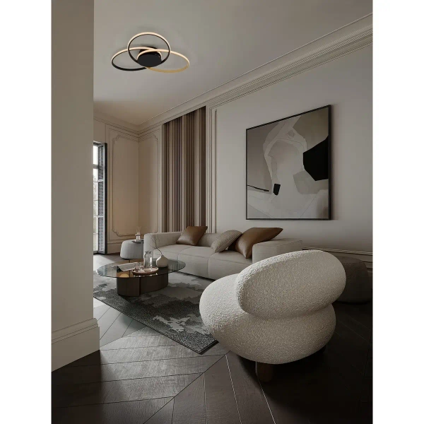 Pierścieniowy plafon do jadalni GANTELO LE45492 LED 48W 3200K czarny złoty